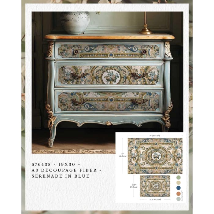 Blue Floral Decoupage Paper for Furniture | Serenade in Blue | Redesign with Prima Two-Pack