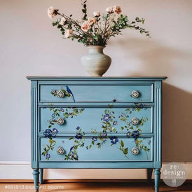 Blue Floral Middy Transfer | Blue Nest Blooms | Redesign with Prima Rub On