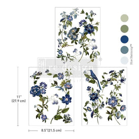 Blue Floral Middy Transfer | Blue Nest Blooms | Redesign with Prima Rub On