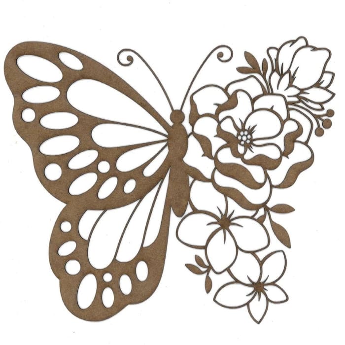 Butterfly and Flowers Wood Shape S103 by PolyOnlay Precision Art