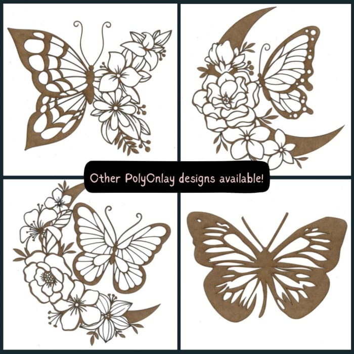 Butterfly and Flowers Wood Shape S105 by PolyOnlay Precision Art