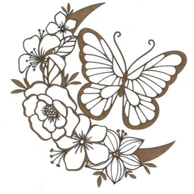 Butterfly, Flowers and Moon Wood Shape S106 by PolyOnlay Precision Art