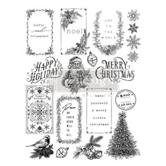 Santa's Helper Tags Clear Stamp by Redesign With Prima | 8.5” x 11” | Christmas Collection