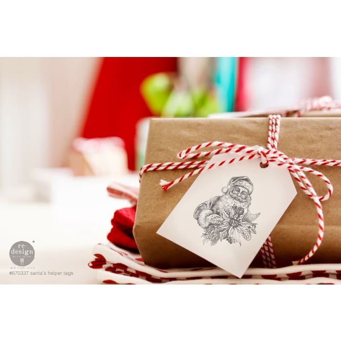 Santa's Helper Tags Clear Stamp by Redesign With Prima | 8.5” x 11” | Christmas Collection