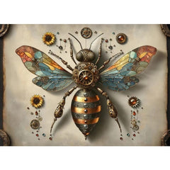 Clockwork Crawler A1 Decoupage Paper | Steampunk Wasp with Mechanical Wings for Fantasy Furniture Upcycling | Three Yellow Goats