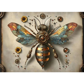 Clockwork Crawler A1 Decoupage Paper | Steampunk Wasp with Mechanical Wings for Fantasy Furniture Upcycling | Three Yellow Goats