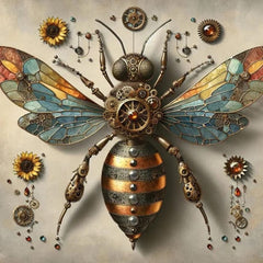 Clockwork Crawler A1 Decoupage Paper | Steampunk Wasp with Mechanical Wings for Fantasy Furniture Upcycling | Three Yellow Goats