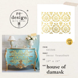 Kacha Gold Foil House of Damask Furniture Transfer by Redesign With Prima | 18” x 24”