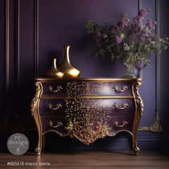 Kacha Gold Foil Manor Swirls Furniture Transfer by Redesign With Prima | 18” x 24”