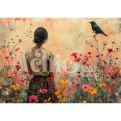 Wings and Wildflowers by It’s So Chic | A0/A1/A2/A3 | Choose Pro Photo Luxe for wall OR Deluxe Decoupage Paper for furniture