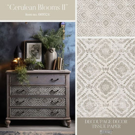 Cerulean Blooms 2 Decoupage Tissue Paper by Redesign With Prima | 19.5” x 30”