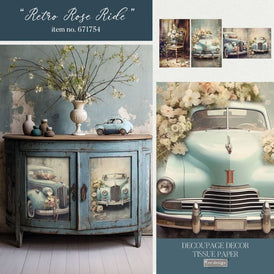 Retro Rose Ride Decoupage Tissue Paper by Redesign With Prima 3pk | 19” x 30”