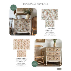 Blushing Bloom Double Decoupage Tissue Paper Set by Redesign With Prima | 19” x 30” & A3 (11.7” x 16.5”)