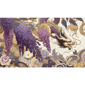 Dragon A1 Decoupage Paper | Oriental Chinese Dragon Design in Creams, Purples for Furniture, Art & Craft Projects | Three Yellow Goats
