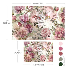 DUSTY VELVET MAUVE Decoupage Tissue Paper Set by Redesign With Prima 19x30” & A3 (11.7x16.5”) | Dusky Pink Floral Craft Paper