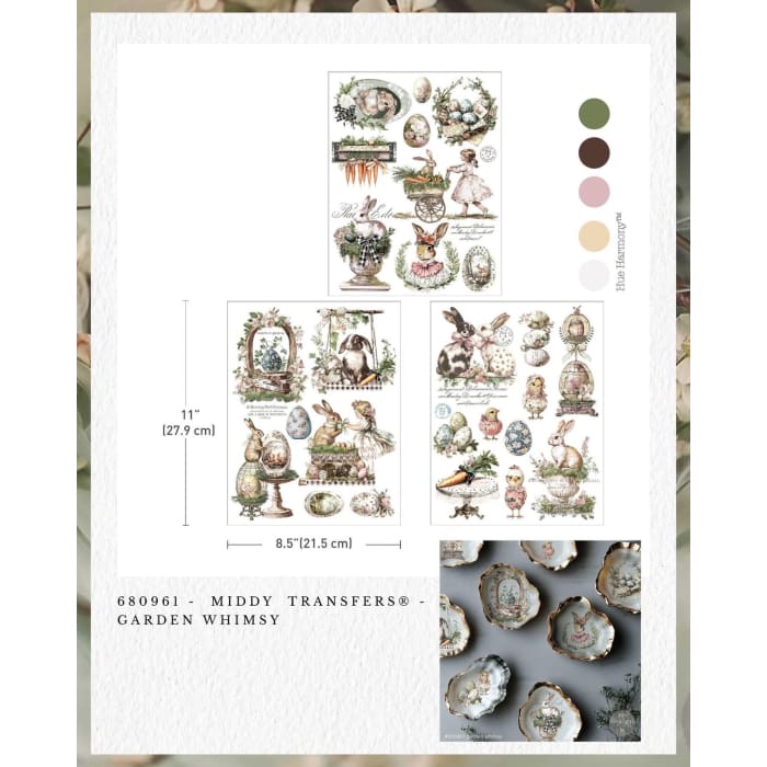 Easter Bunny Middy Transfer | Garden Whimsy | Redesign With Prima Rub On