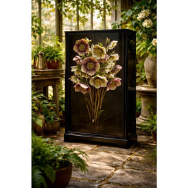 Upcycled furniture with Still in Bloom black floral decoupage paper by Mint by Michelle UK