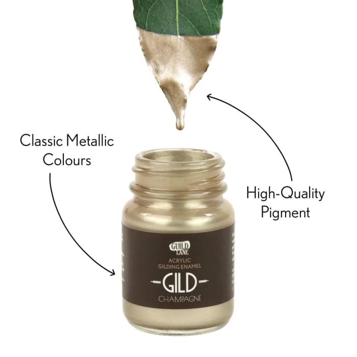 GILD Champagne Paint | Metallic Gilding Enamel 30ml | Guild Lane | True Champagne Metal Finish, High Pigment, Fast Drying, Fade-Resistant