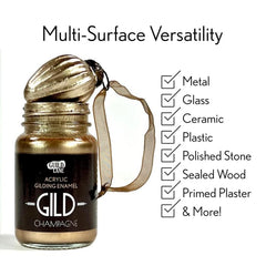 GILD Champagne Paint | Metallic Gilding Enamel 30ml | Guild Lane | True Champagne Metal Finish, High Pigment, Fast Drying, Fade-Resistant