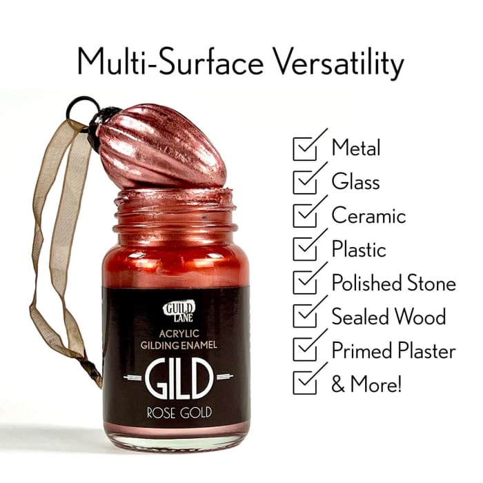 GILD Rose Gold Paint | Metallic Gilding Enamel 30ml | Guild Lane | True Rose Gold Metal Finish, High Pigment, Fast Drying, Fade-Resistant