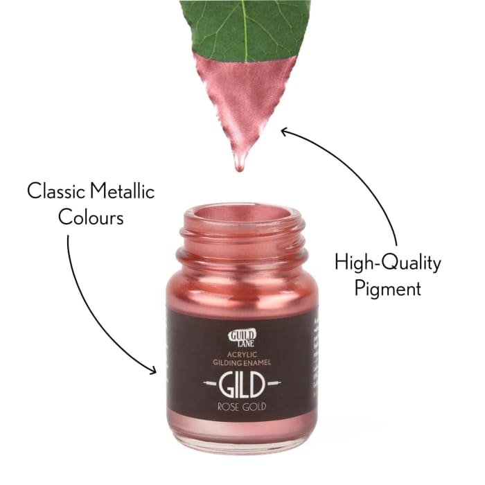 GILD Rose Gold Paint | Metallic Gilding Enamel 30ml | Guild Lane | True Rose Gold Metal Finish, High Pigment, Fast Drying, Fade-Resistant