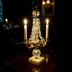 Gold-plated Double Candlestick Crystal Candelabra