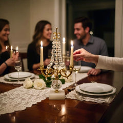 Gold-plated Double Candlestick Crystal Candelabra