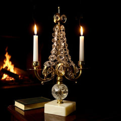 Gold-plated Double Candlestick Crystal Candelabra