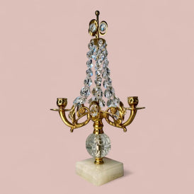 Gold-plated Double Candlestick Crystal Candelabra