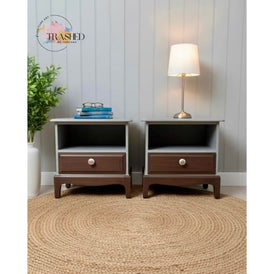 Grey & Dark Wood Luxury Nightstands | Mid Century Stag