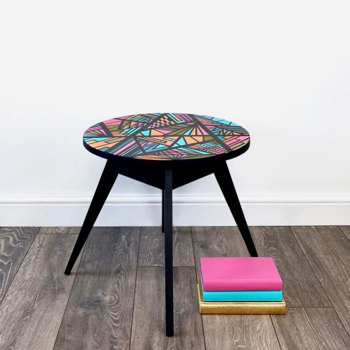 Hand-Painted Geometric Coffee Table – Vibrant Colours & Fun