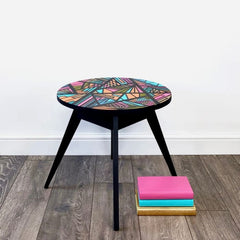 Hand-Painted Geometric Coffee Table – Vibrant Colours & Fun