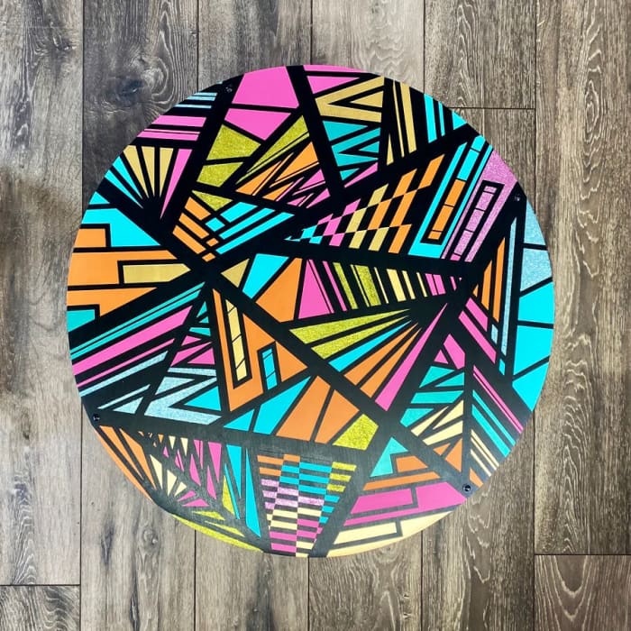 Hand-Painted Geometric Coffee Table – Vibrant Colours & Fun