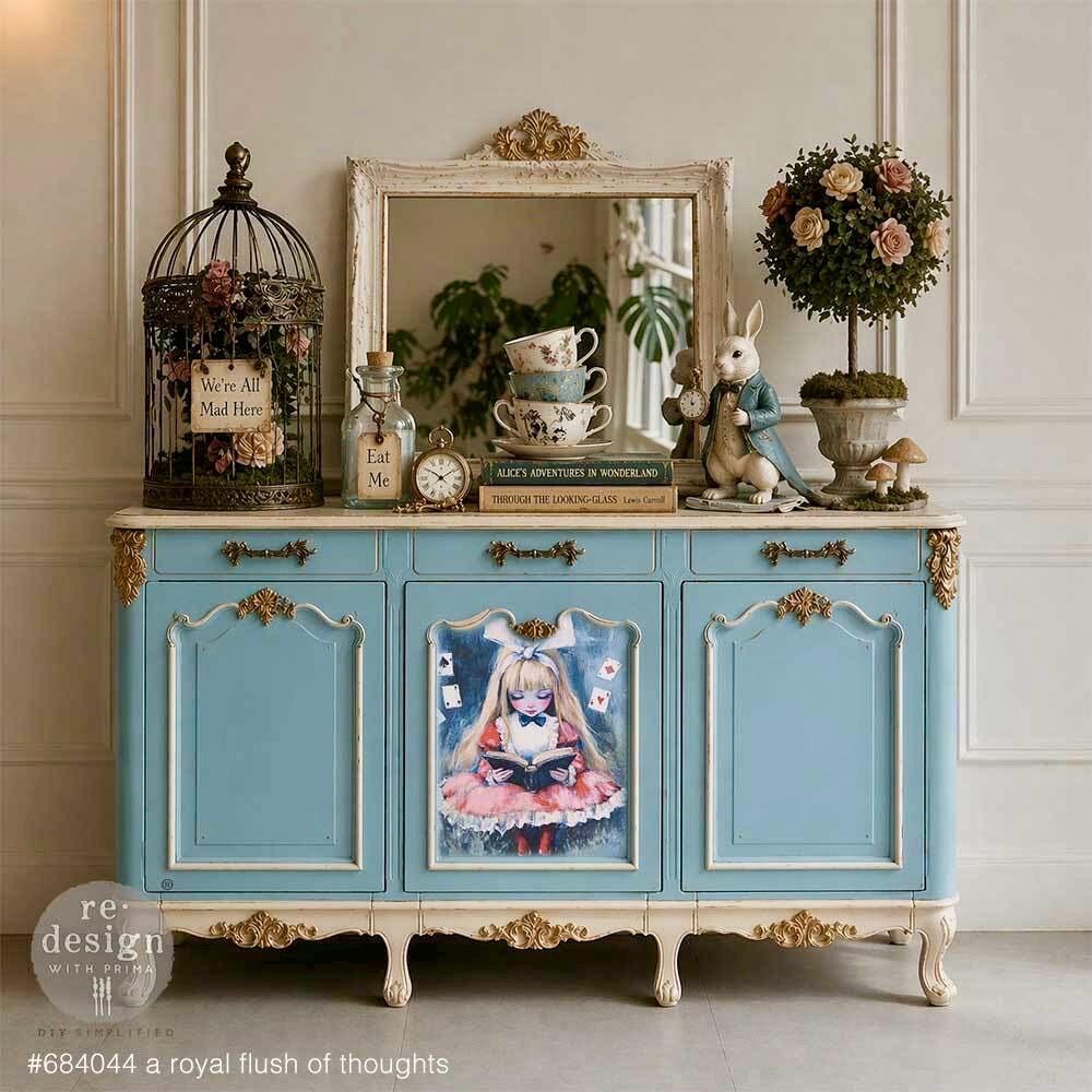Alice in Wonderland Decoupage Paper A2 | ‘A Royal Flush of Thoughts’ | Redesign with Prima 16.5x23.4” Craft Sheet