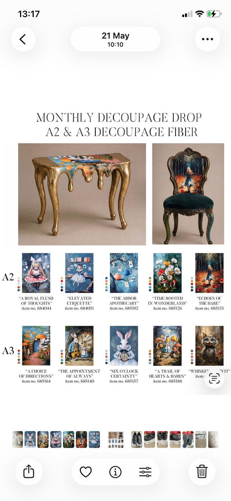 Alice in Wonderland Decoupage Paper A2 | ‘A Royal Flush of Thoughts’ | Redesign with Prima 16.5x23.4” Craft Sheet