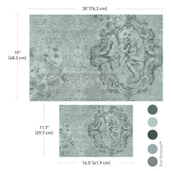 JARDIN DES CHÉRUBINS Decoupage Tissue Paper Set by Redesign With Prima 19.5x30” & A3 (11.7x16.5”) | Sage Green Cherub Craft Paper
