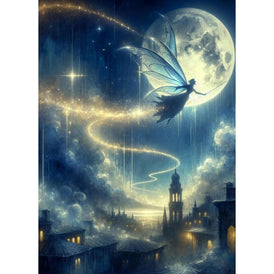 Magical A1 Decoupage Paper | Three Yellow Goats | Fairy in Moonlight Night Sky Design