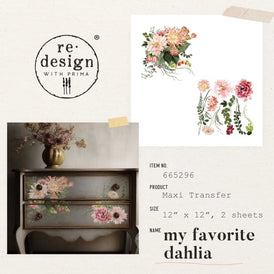 My Favourite Dahlia Maxi Furniture Transfer by Redesign With Prima | 12” x 12”