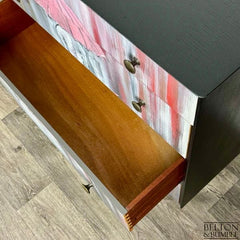 Interior of mid-century chest of drawers showing great condition and storage space
