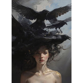 Woman with Birds Decoupage Paper | Ravens | Mint by Michelle A1/A3