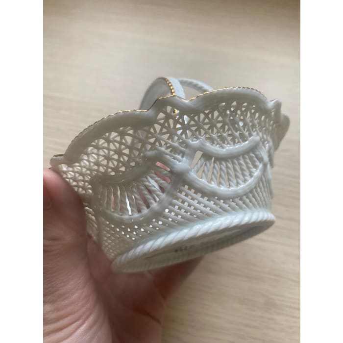 Vintage MOGA Romanian Rare Porcelain Lace Basket