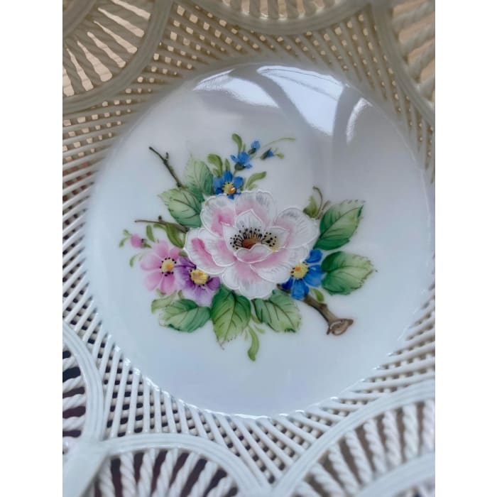 Vintage MOGA Romanian Rare Porcelain Lace Basket