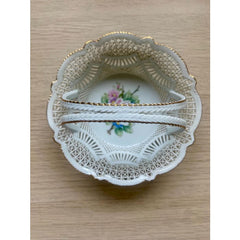 Vintage MOGA Romanian Rare Porcelain Lace Basket