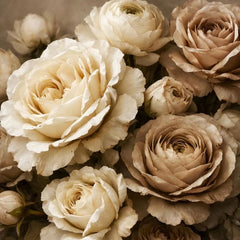 Close-up of Vintage Cream decoupage paper showing soft cream and beige roses with vintage texture