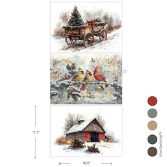 NEW Christmas in the Countryside A3 Decoupage Paper by Redesign With Prima | 11.7” x 16.5” x 3pk | Whispers of Winter Collection