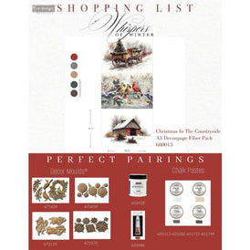 NEW Christmas in the Countryside A3 Decoupage Paper by Redesign With Prima | 11.7” x 16.5” x 3pk | Whispers of Winter Collection