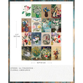 New! Redesign With Prima FLORAL AMBIANCE A4 Décor Transfer | Vintage Floral Rub-On Transfer for Furniture, Crafts & Upcycling