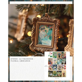 New! Redesign With Prima FLORAL AMBIANCE A4 Décor Transfer | Vintage Floral Rub-On Transfer for Furniture, Crafts & Upcycling