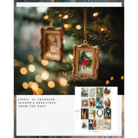 New! Redesign With Prima SEASON’S GREETINGS from the PAST A4 Décor Transfer | Vintage Christmas Rub-On for Crafts, Ornaments & Holiday Décor