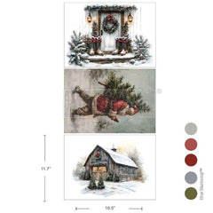 NEW Santa’s Woodland Stroll A3 Decoupage Paper by Redesign With Prima | 11.7” x 16.5” x 3pk | Whispers of Winter Collection